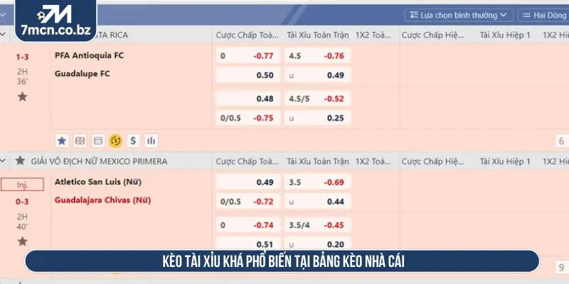 Tỷ Lệ Kèo Nhà Cái - Đọc Kèo Bóng Trực Tuyến Hôm Nay 2 Kèo tài xỉu khá phổ biến tại bảng kèo nhà cái